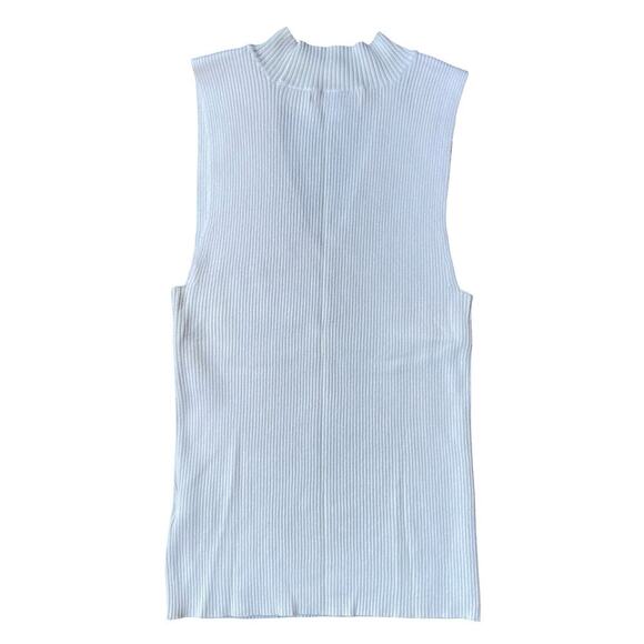 The Hanger Sleeveless Ribbed Knit Mock Neck Tank Top with Front Cutout - Picture 3 of 9